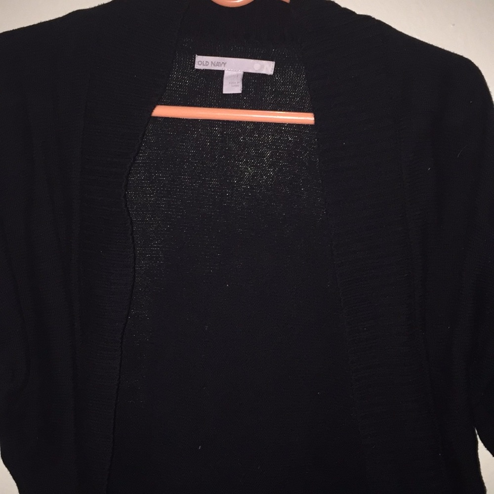 Cute cardigan. Short sleeve black top